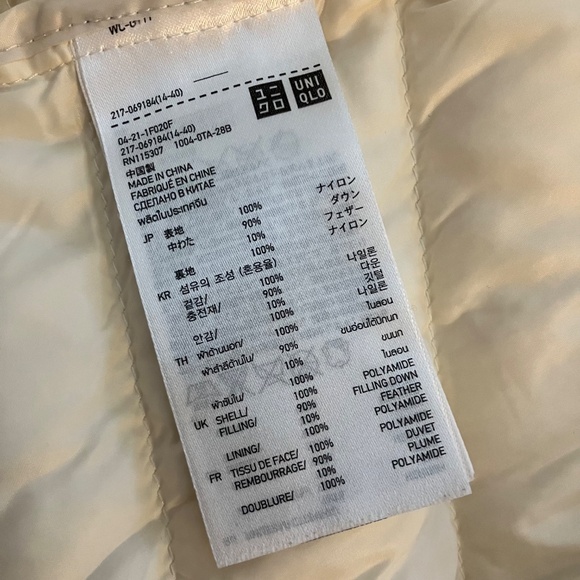 Uniqlo Women's XS Packable Feather Down Jacket Cream Off White Puffer Coat - Picture 5 of 8